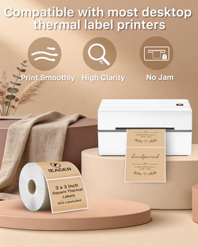 Brown 3" x 3" Square Thermal Label Stickers (3"x3" / Brown)