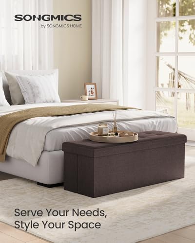 43.3 Inches Folding Storage Ottoman Bench (Brown / 15"D x 43"W x 15"H (without Flipping Lid))