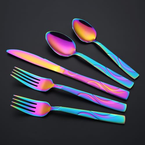 30 Piece Rainbow Silverware Set for 6 (Rainbow / 30-Piece)