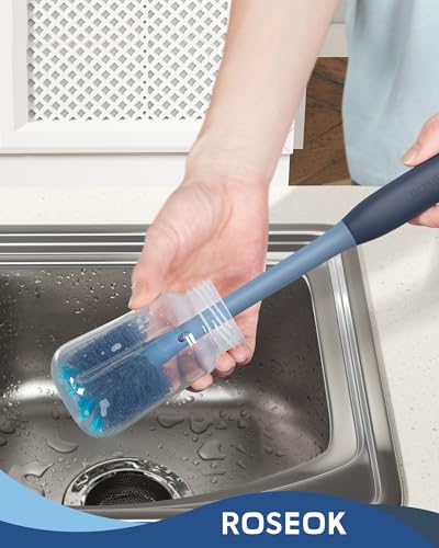 2 in 1 Bottle Brush with Straw Cleaner Brush (Grayish Blue / 2pcs)