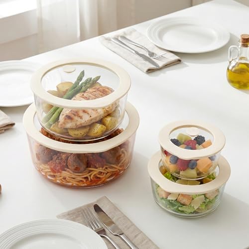 Glass Meal Prep Containers with Lids (White Sand-RD)