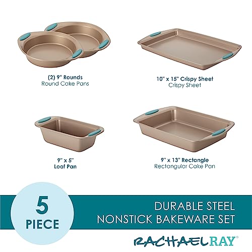 Cucina Bakeware Set Includes Nonstick Bread Baking Cookie Sheet and Cake Pans