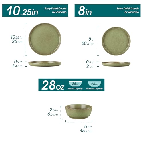 Plates and Bowls Sets (Mossy Green / 18 Pcs (Service for 6))