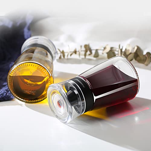 5.5oz Oil and Vinegar Cruets 2 Pack Glass Oil Dispenser Bottles for Cooking Leakproof and Drip Free Spouts (Clear 5.5oz(2 pack))