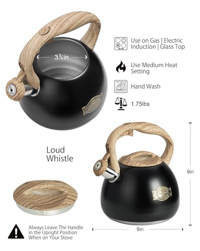 POLIVIAR Tea Kettle (2.7 Quarts / Black Ti-N)