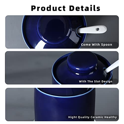 Ceramic Sugar Bowl with Lid and Spoon 8oz