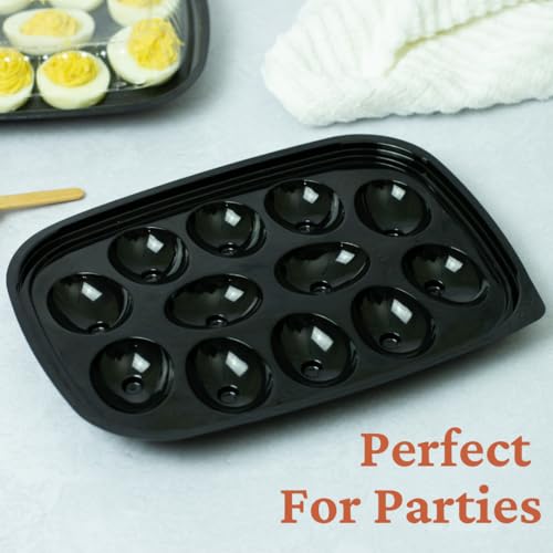 16 Pack Disposable Deviled Egg Containers with Lid (12 Egg Halves)