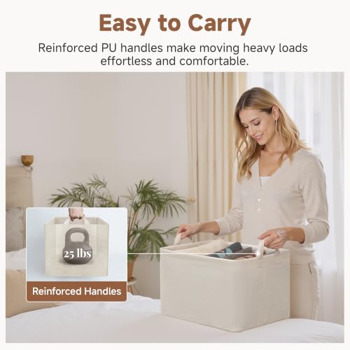 Linen Closet Organizers (Beige（Cotton-linen） / 16 ½" L x 12" W x 10 ¼" H)