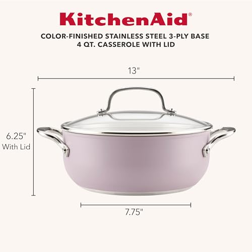 3 Ply Stainless Steel Casserole with Lid (Wildflower / 4 Quart)