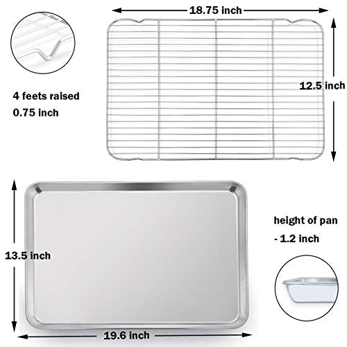 Stainless Steel Baking Sheet with Rack Set for Cookie (19.6 Inch)