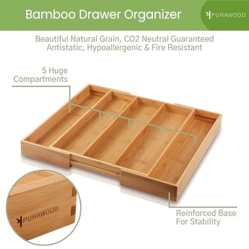 Kitchen Drawer Organizer (Natural / 5 Slot)
