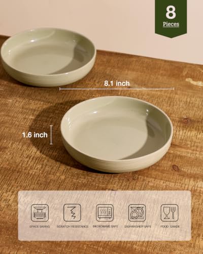 Milkyway 33 oz Pasta Bowls Set of 8 (Light Cream Green / Set of 8)