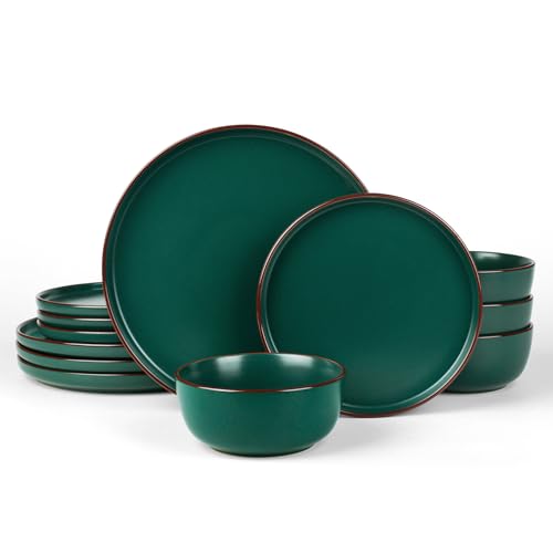 Mercury 12 Piece Stoneware Dinnerware Set (Dark Green / Service for 4 (Standard Dinner Set))