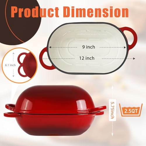 2.5 QT Enameled Cast Iron Sourdough Bread Oven (Red / 2.5 QT)