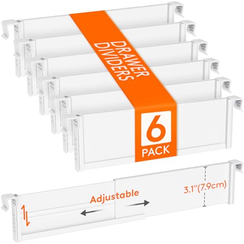 3.1" High 6 Pack Hanging Kitchen Drawer Dividers