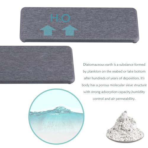 2Pcs Stone Soap Trays Water Absorbing Diatomite Coaster (Gray / 8.7" x 3.2")