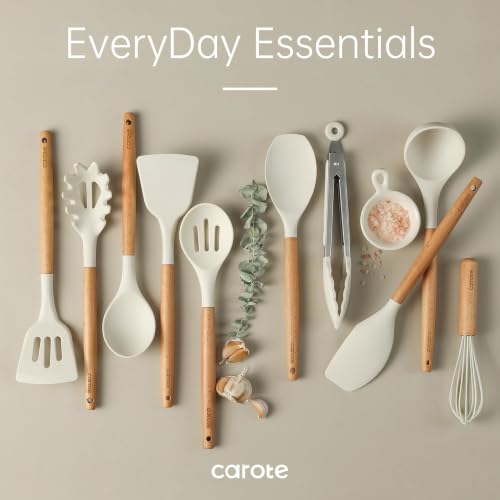 10 Piece Kitchen Utensils Set with Wood Cool (10 PCS / Cream White)