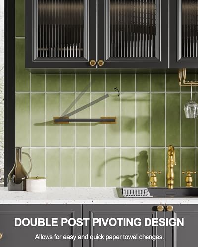 Paper Towel Holder Under Cabinet Self Adhesive Black & Gold