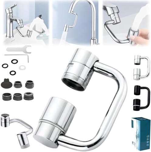 2026 Upgraded Universal Sink Faucet 1080° Rotating Faucet Extender with Upward Facial Mist (Silver)