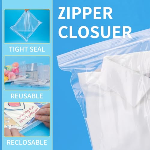 60Pcs 10"x13" Clear Large Plastic Zip Bag (60 Count)
