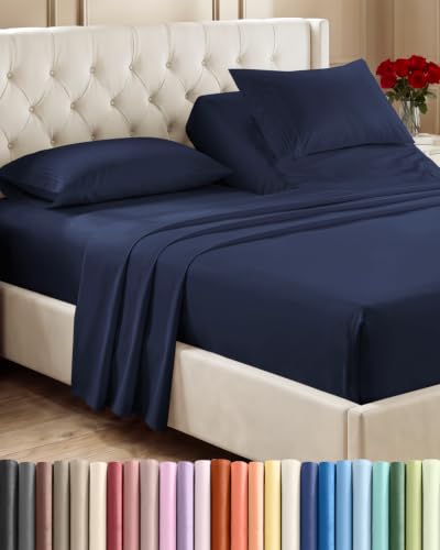 Flex Top Split Head King 4 Piece Sheet Set (18 - Navy Blue / Split Head/Flex Top)