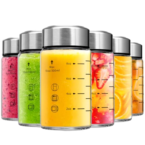 Glass Juice Bottles 6 Pack 10 oz (10 Ounces / 6 Pack)
