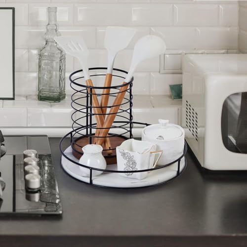 9 Inch White Wood Lazy Susan