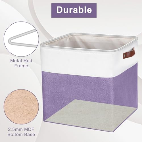 13x13 Cube Storage Bins (Purple / Off-White / Cube - 13"x13"x13")