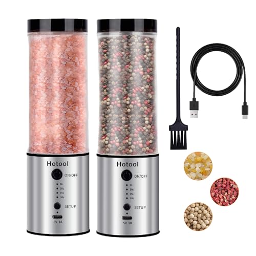8oz Rechargeable Electric Salt and Pepper Grinder Set