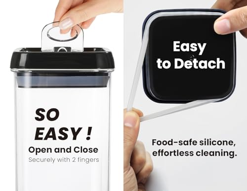 Flip Tite TALL Storage Container with Lid 4" Air Tight Easy Open Ring Top (Black / 4")