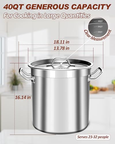 Large Stock Pot with Lid (40 Quarts)