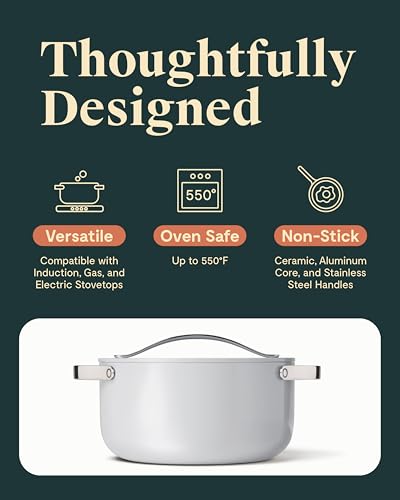 Non Stick Ceramic Dutch Oven Pot with Lid (Gray)