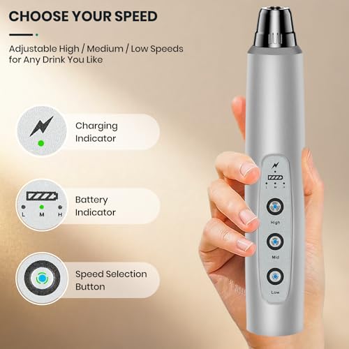 Milk Frother Handheld Rechargeable with Stand