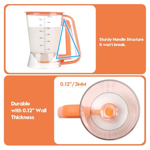Pancake Batter Dispenser 5 Cup with Sturdy Handle (Orange)