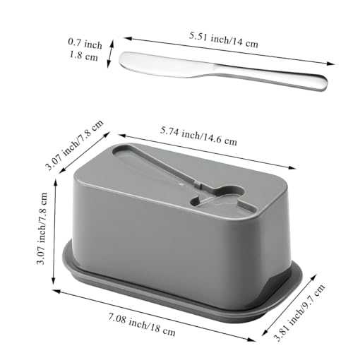 Butter Dish with Lid for Countertop and Refrigerator Door Shelf with Butter Spreader Knife