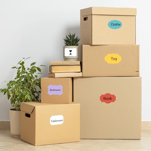 Red Labels 250 PCS 3" x 2" Fancy Shape Stickers for Storage Box or Food Jars