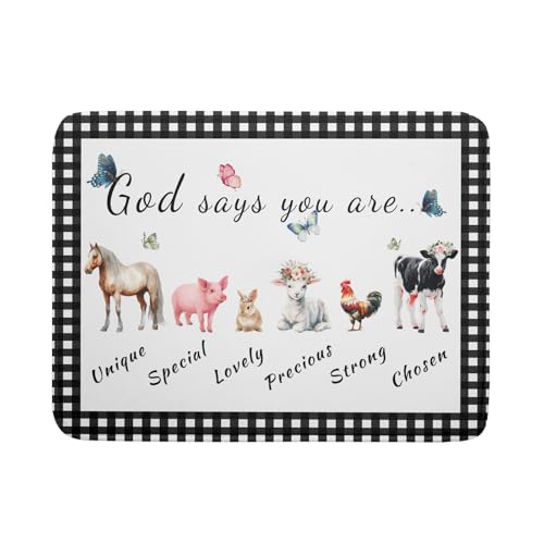 Funny Dish Drying Mat Large Absorbent Drying Pad for Kitchen Counter Easy Clean 18 X 24 in (Farm Animals 605 / 24" x 18")