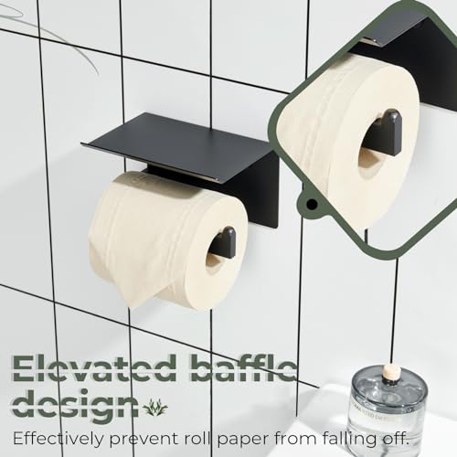 Black Toilet Paper Holders with Shelf Bathroom Toilet Paper Roll Holder SUS304 Stainless Steel Wall Mounted