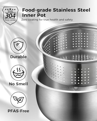 Stainless Steel Rice Cooker Small 6 Cup (Warm White)
