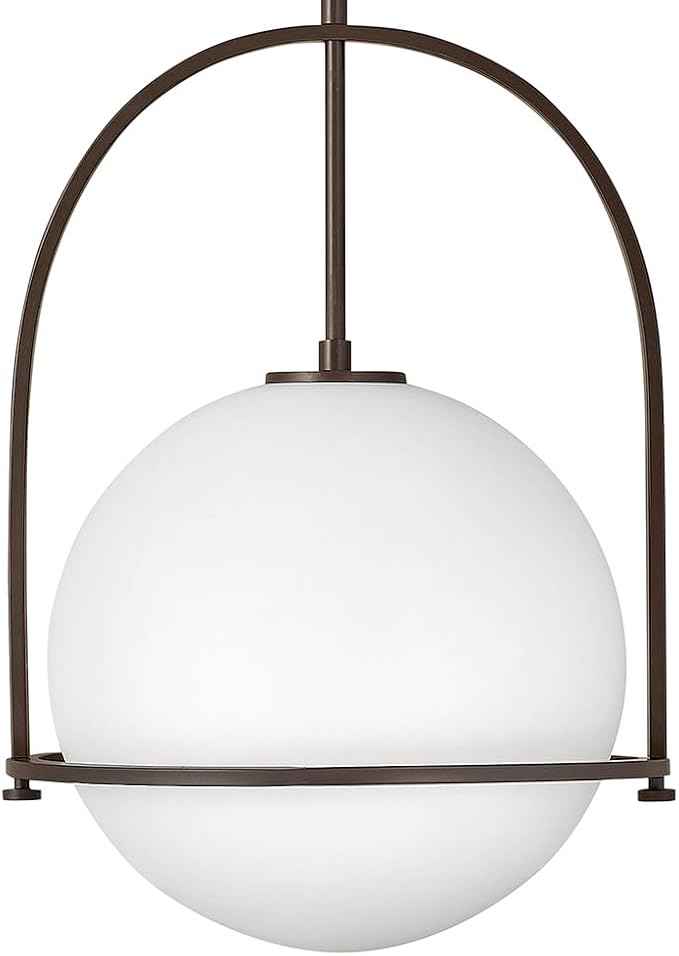 Hinkley Somerset 3405KZ Large Hanging Pendant Light, Etched Opal Glass Globe, for Even or Sloped Ceilings, Customize Installation Height, Buckeye Bronze