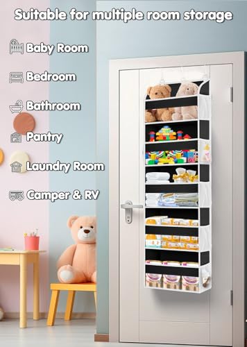 1 Pack Over The Door Storage Organizer with 5 Large Pockets (1 Pack / Light Gray)