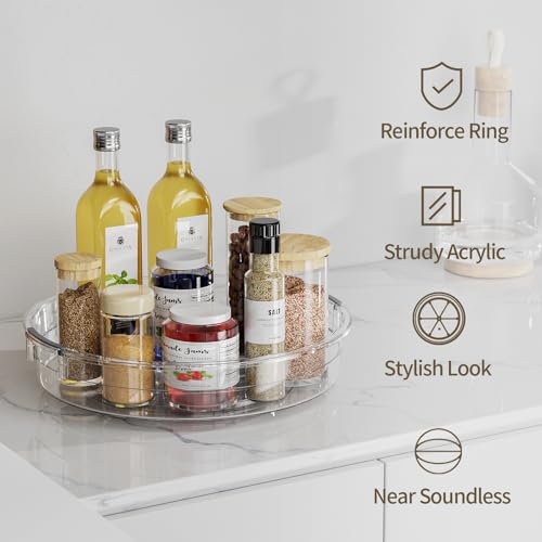 3 Pack Lazy Susan Organizer Turntable for Cabinet (Clear / 3 Pack 12in+10.6in+9.25in)
