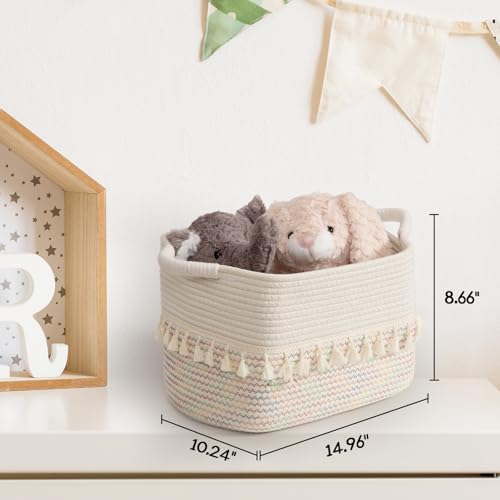 Woven Baskets for Storage (Stitches Rainbow / 3 Pack)