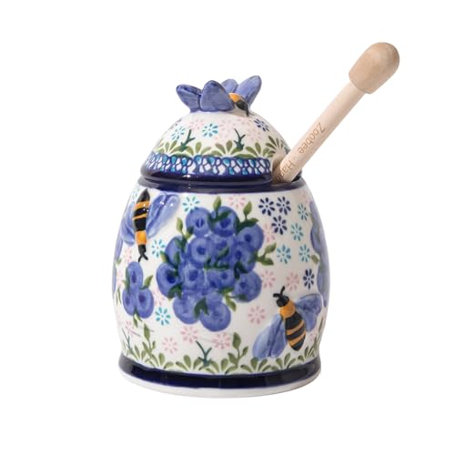 10oz Blueberry Breeze Handpainted Ceramic Honey Jar (Blueberry Breeze)