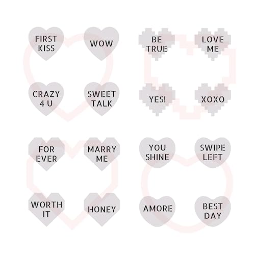 Mini Heart Cookie Cutter with Text Stencils Bundle (Conversation Heart Mini)