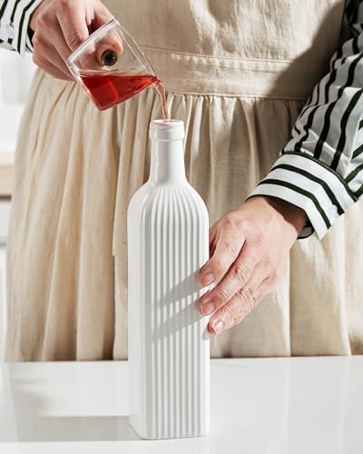 18 oz Olive Oil Dispenser Bottle for Kitchen (White)
