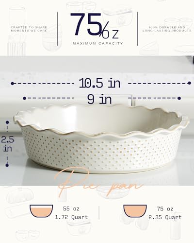 Ceramic Deep Pie Pan Set of 2 (Stripe and Dot (Deep))