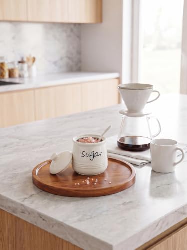 12oz Ceramic Sugar Bowl with Lid and Spoon