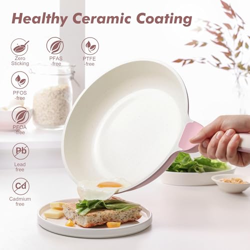 Nonstick Ceramic Frying Pan 12.5 (12.5 Inch / Sakura Pink)