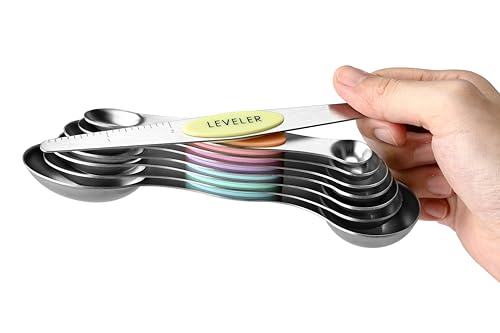 Stainless Steel Magnetic Measuring Spoons Set of 8 (Pastel / 1-Pack)